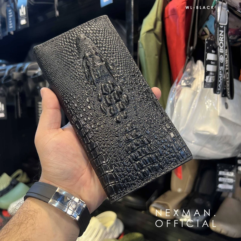 CROCODILE LONG WALLET BLACK